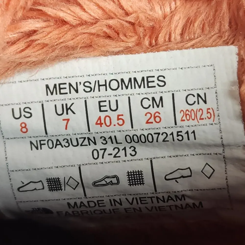 The North Face ThermoBall Traction V Men’s US8 Orangr Lined Mules Slippers Shoes